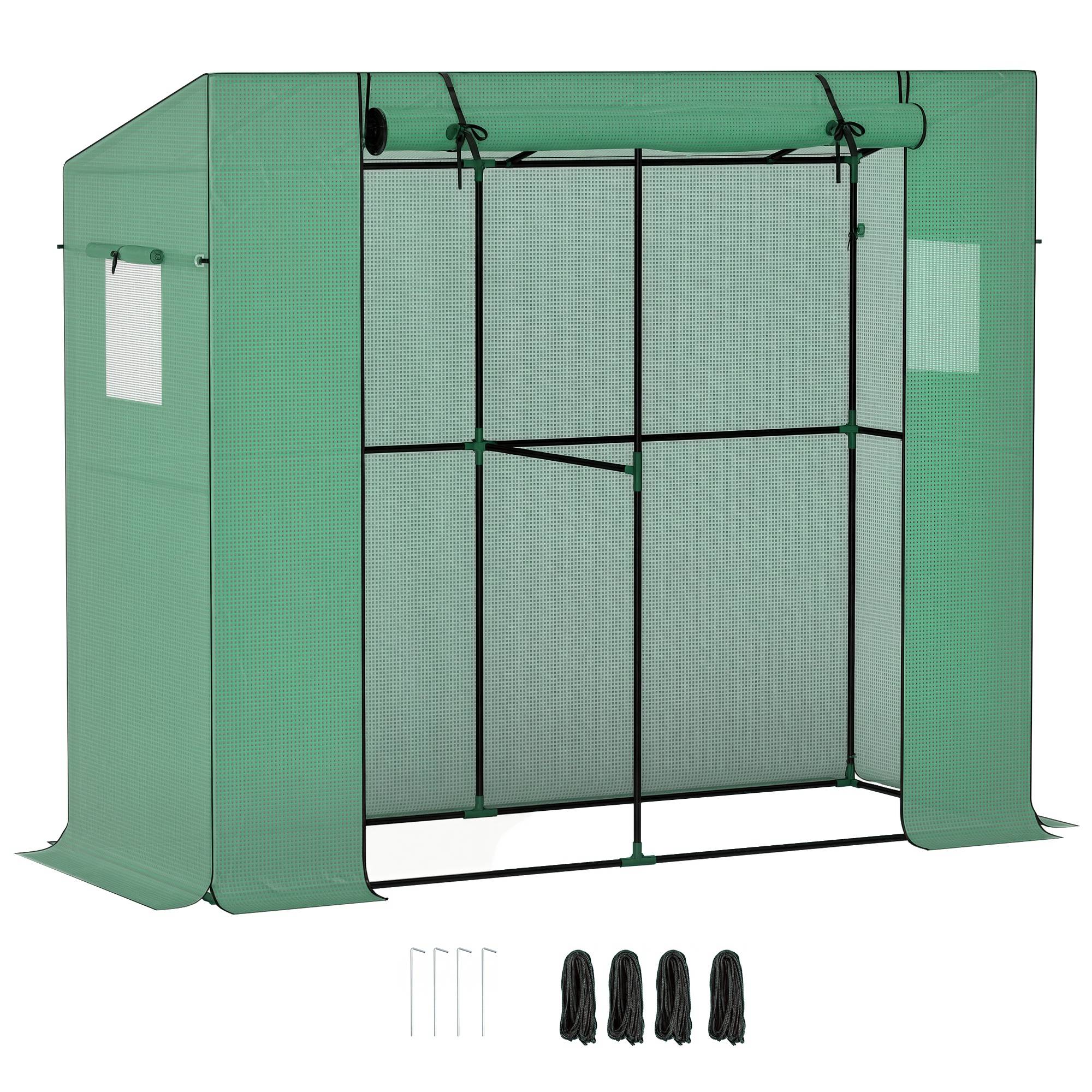 Sans Marque - Mini serre adossée porte enroulable fenêtres filet UV fleurs semis plantes serre jardin verte balcon - Image 1