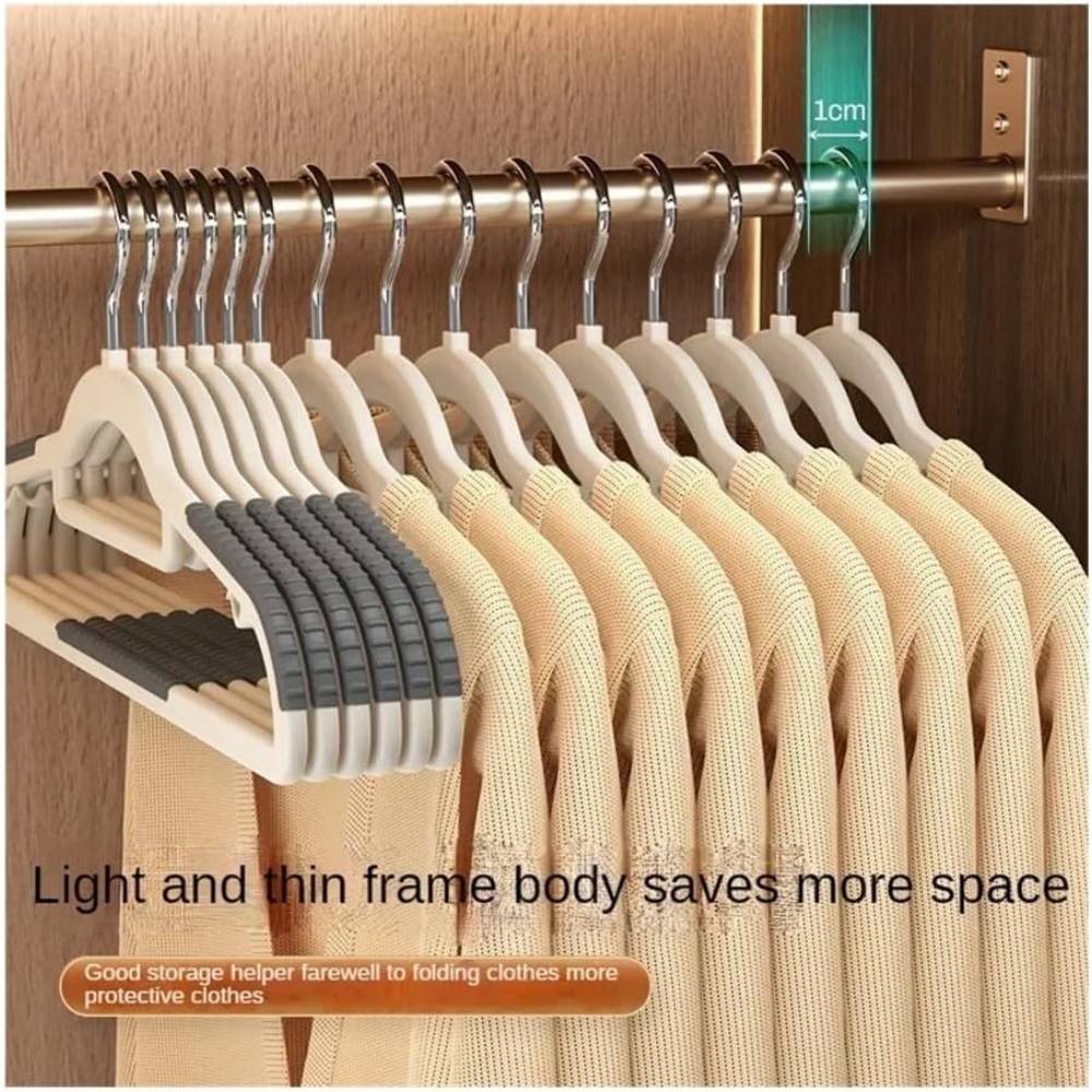 Étendoir à linge-Lot de 10 cintres multifonctions noirs – Acier inoxydable – Barre à pantalon intégrée – Antidérapant – Living123 - Image 3