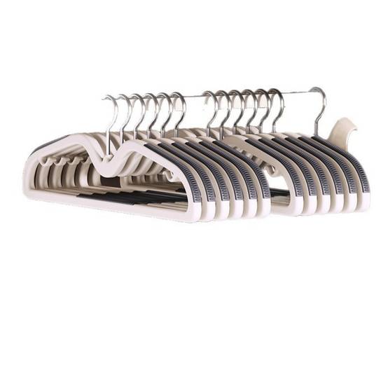 Étendoir à linge-Lot de 10 cintres multifonctions noirs – Acier inoxydable – Barre à pantalon intégrée – Antidérapant – Living123 - Image 1