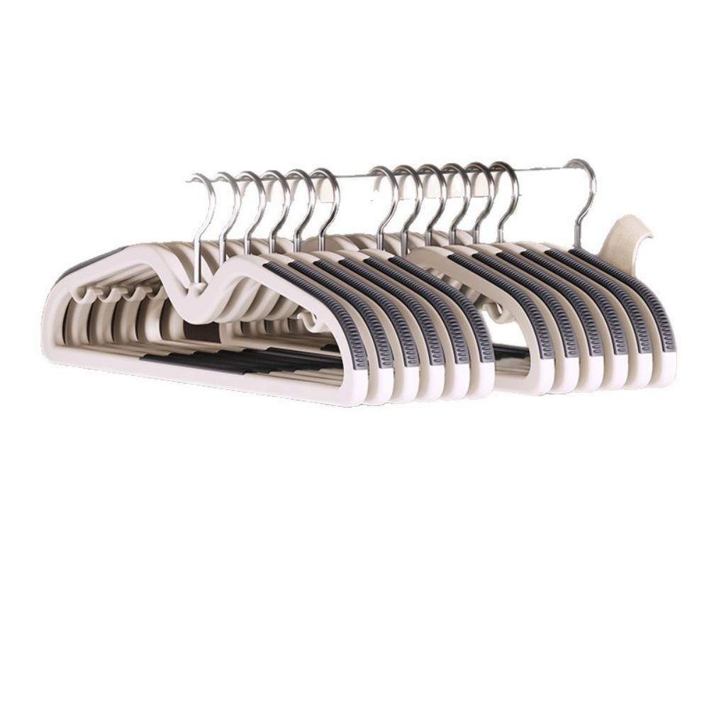 Étendoir à linge-Lot de 10 cintres multifonctions noirs – Acier inoxydable – Barre à pantalon intégrée – Antidérapant – Living123 - Image 1