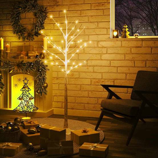 Vidaxl - Bouleau blanc à LED 72 LED Blanc chaud 150 cm vidaXL 345143 - Image 1