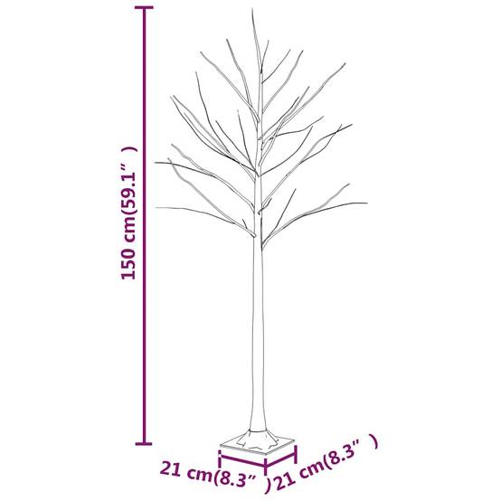 Vidaxl - Bouleau blanc à LED 72 LED Blanc chaud 150 cm vidaXL 345143 - Image 3