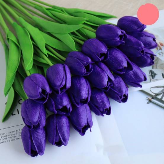 Bouquet de 10 Tulipes Artificielles Violet - Matière PU Souple et Réaliste - Décoration Élégante - Lytech - Image 1
