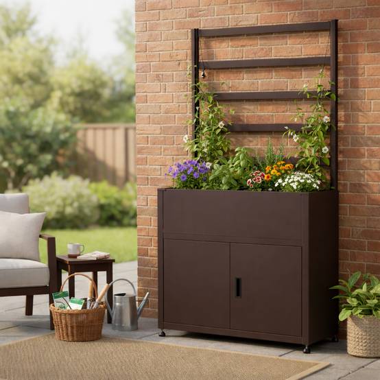Couleurs du monde - Treillis Timea marron petit format – support végétal décoratif pour armoire Tessa - Image 4