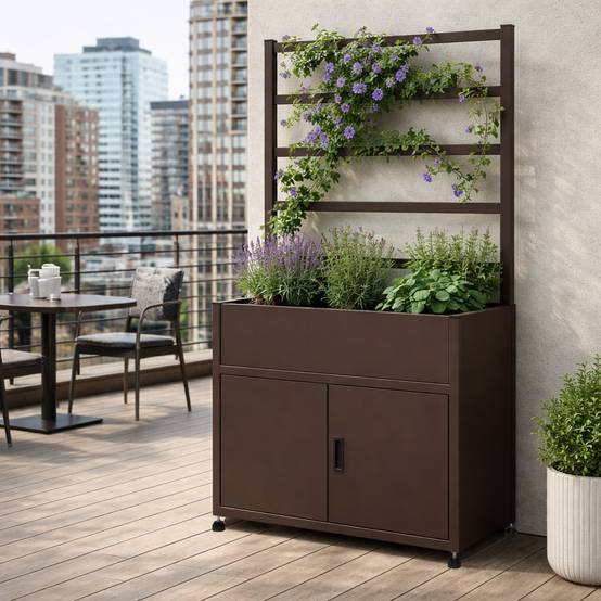 Couleurs du monde - Treillis Timea marron petit format – support végétal décoratif pour armoire Tessa - Image 1