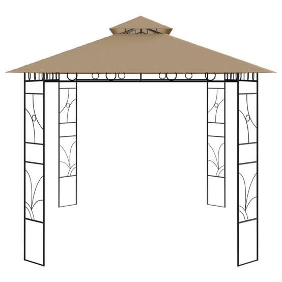 Pergola Jardin - Tonnelle de jardin - Belvédère 4x3x2,7 m Taupe 160 g/m² MI47 - Image 3