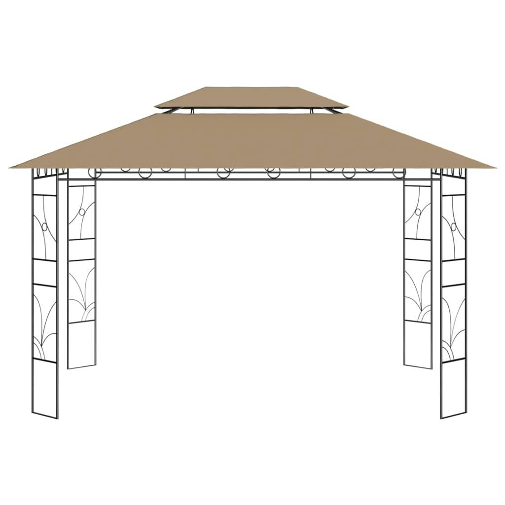 Pergola Jardin - Tonnelle de jardin - Belvédère 4x3x2,7 m Taupe 160 g/m² MI47 - Image 1