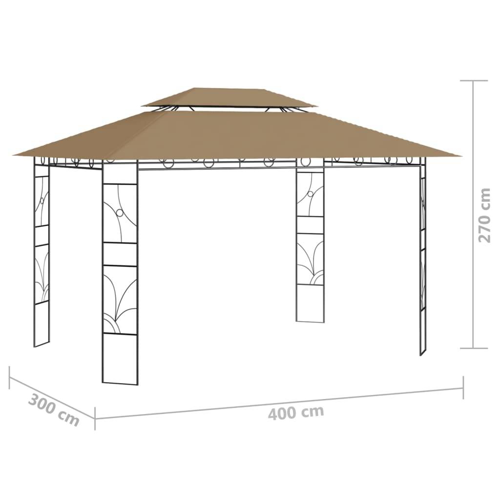 Pergola Jardin - Tonnelle de jardin - Belvédère 4x3x2,7 m Taupe 160 g/m² MI47 - Image 6