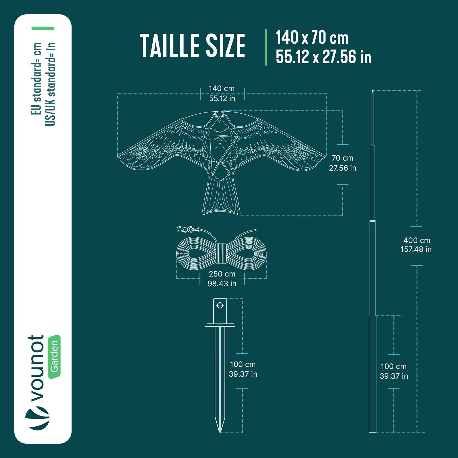 Cerf volant anti oiseaux effaroucheur avec mat Faucon modele E - Image 3