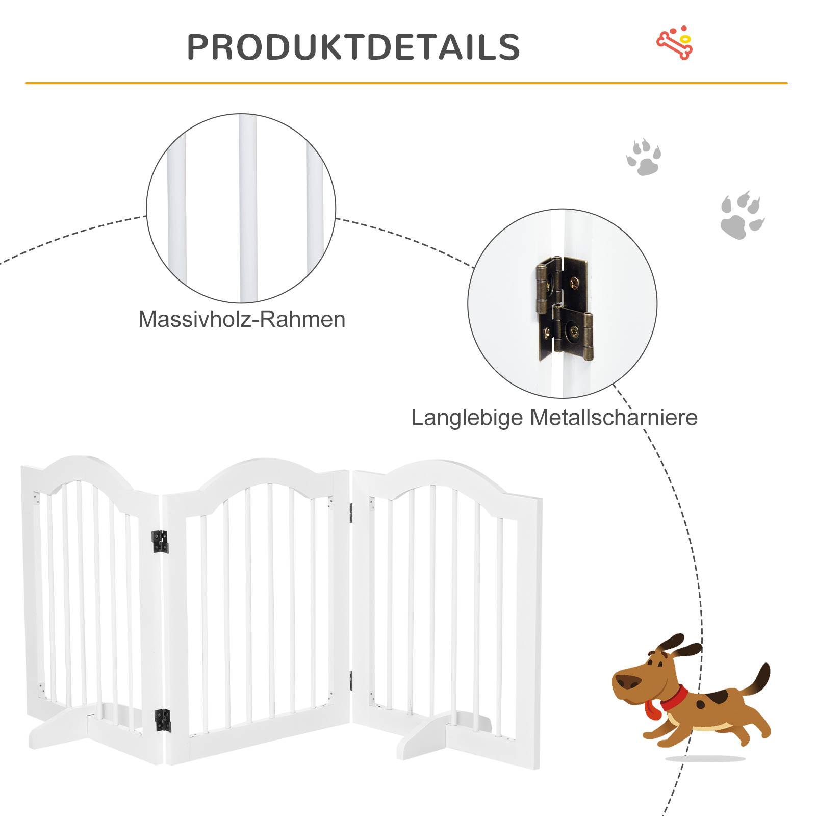 Barrière de Sécurité Chien Bois MDF Pliable 3 Panneaux Intérieur Blanc 154x61cm - ComfortXL Pet Living - Image 6
