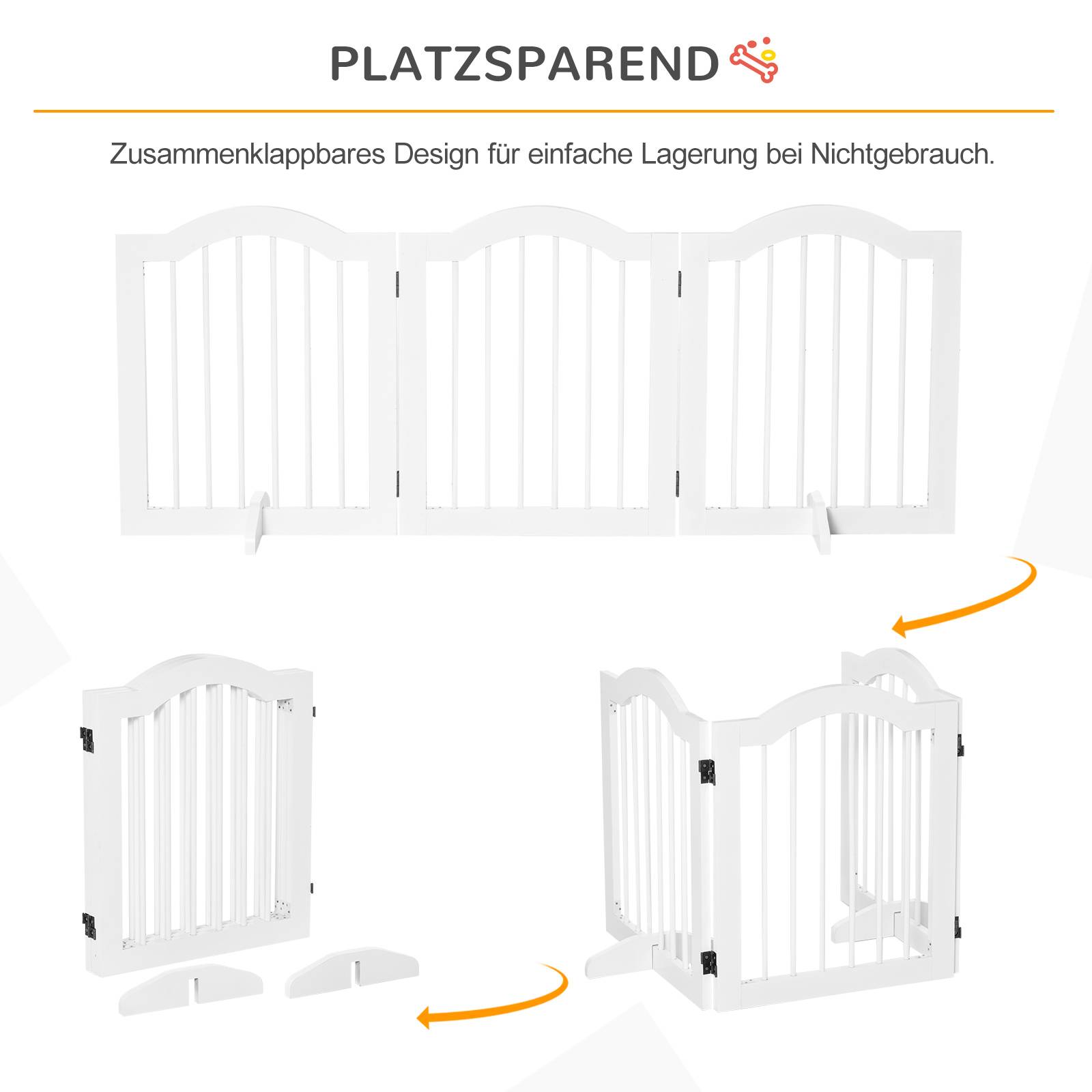 Barrière de Sécurité Chien Bois MDF Pliable 3 Panneaux Intérieur Blanc 154x61cm - ComfortXL Pet Living - Image 4