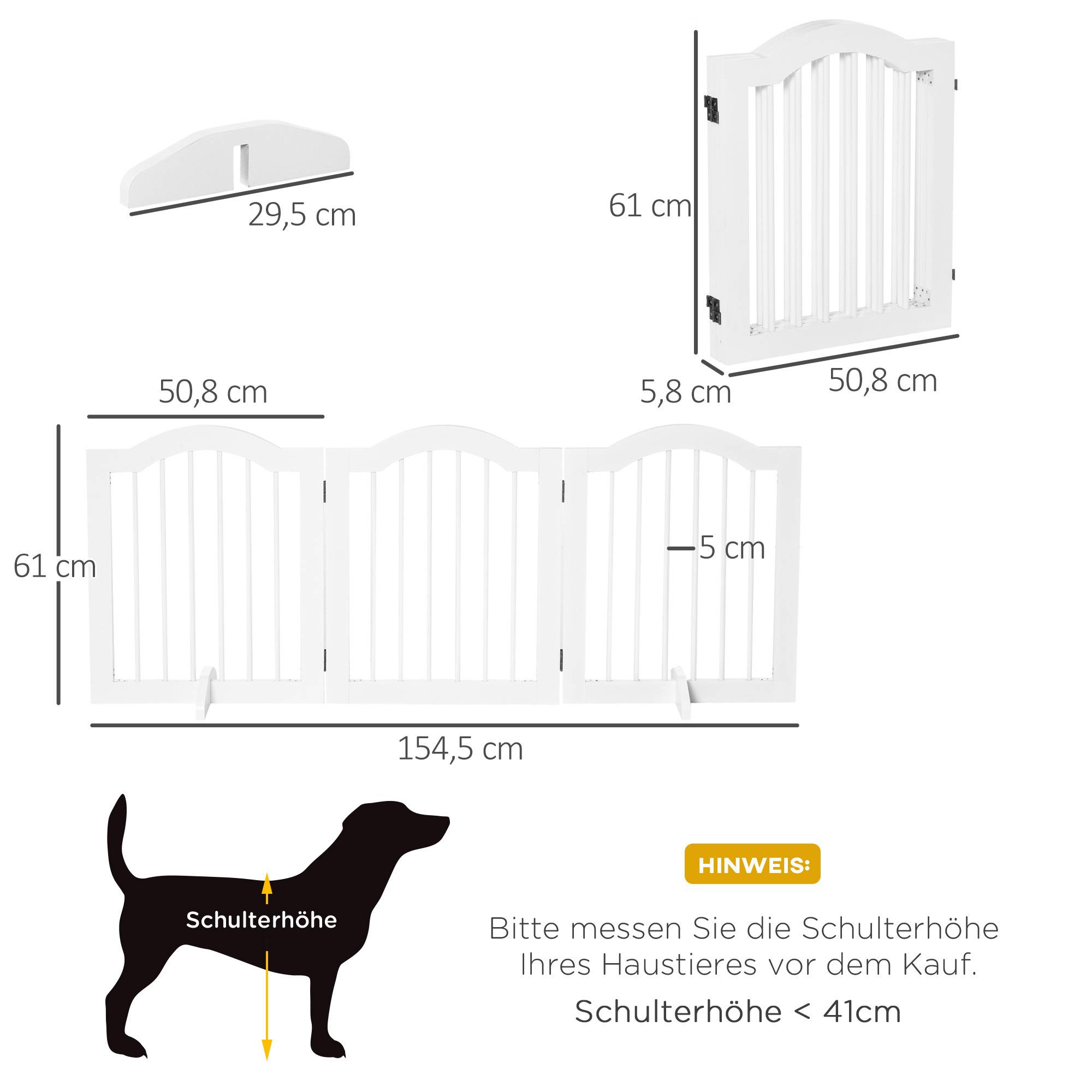 Barrière de Sécurité Chien Bois MDF Pliable 3 Panneaux Intérieur Blanc 154x61cm - ComfortXL Pet Living - Image 3