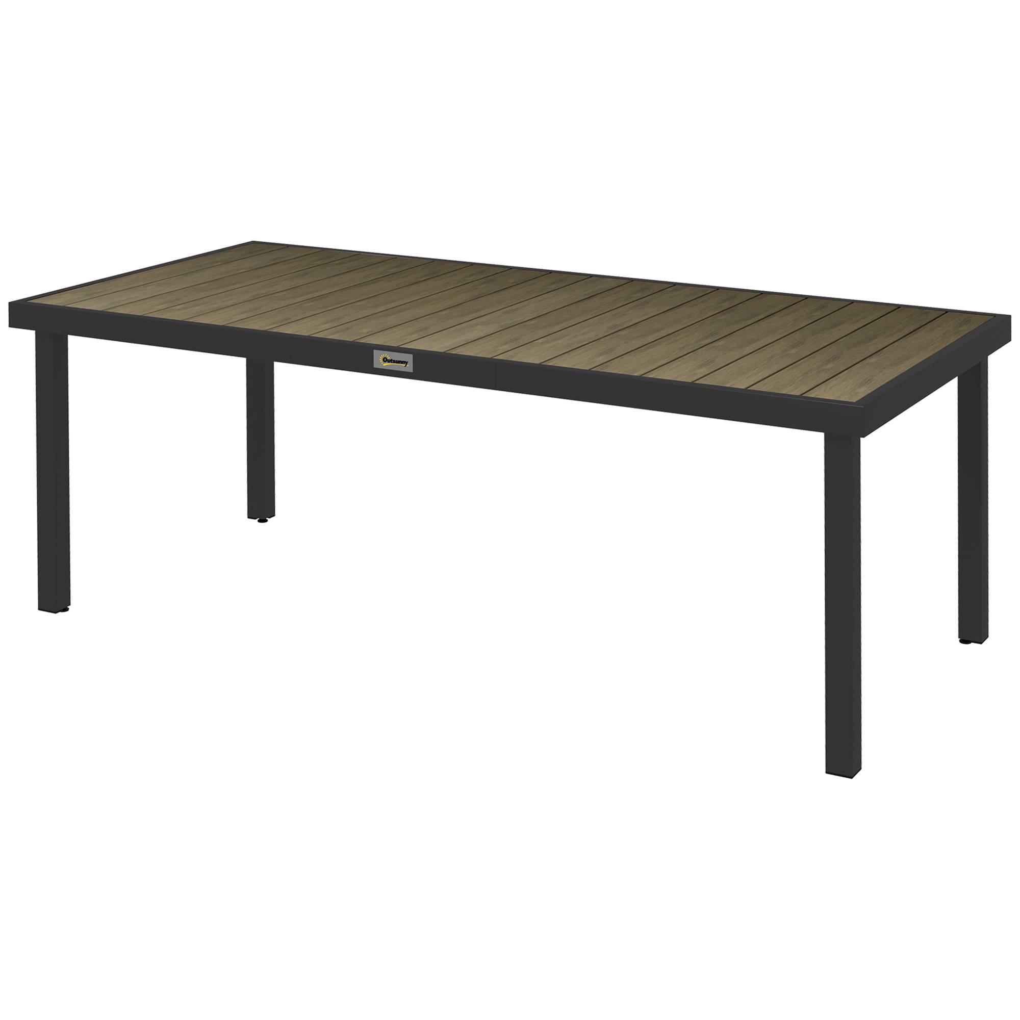 Table de jardin rectangulaire pour 8 personnes en aluminium table de salle à manger extétieur plateau PE à lattes - Image 2