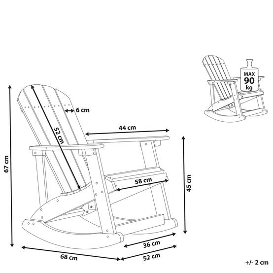 Chaise à bascule pour enfants Bois synthétique Bleu clair ADIRONDACK - Beliani - Image 2