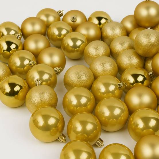 Lot de 60 boules de Noël 6cm Dorées (15 brillantes,15 mates,15 texturées,15 opalines) avec sac de rangement - Image 5