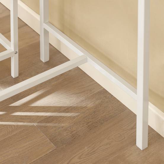 SoBuy Table Bar avec 4 Tabourets et Repose-Pieds, Table Haute pour Cuisine Salon Balcon, Blanc et Naturel - Image 10