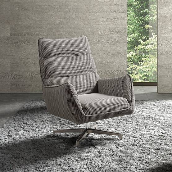 ALTOBUY - Fauteuil pivotant tissu maille mesh 3D gris pied métal - RIVOLI - Image 2