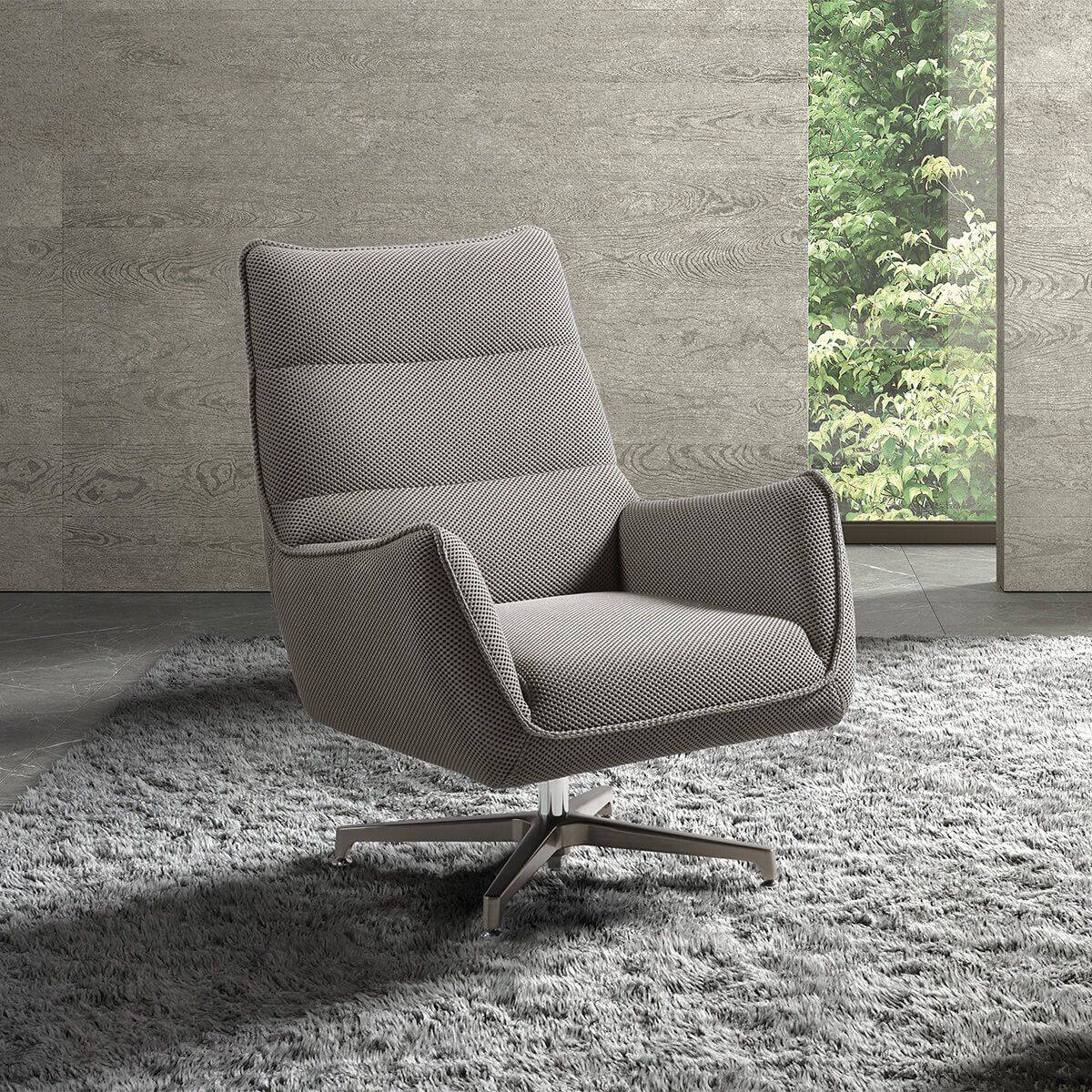 ALTOBUY - Fauteuil pivotant tissu maille mesh 3D gris pied métal - RIVOLI - Image 2