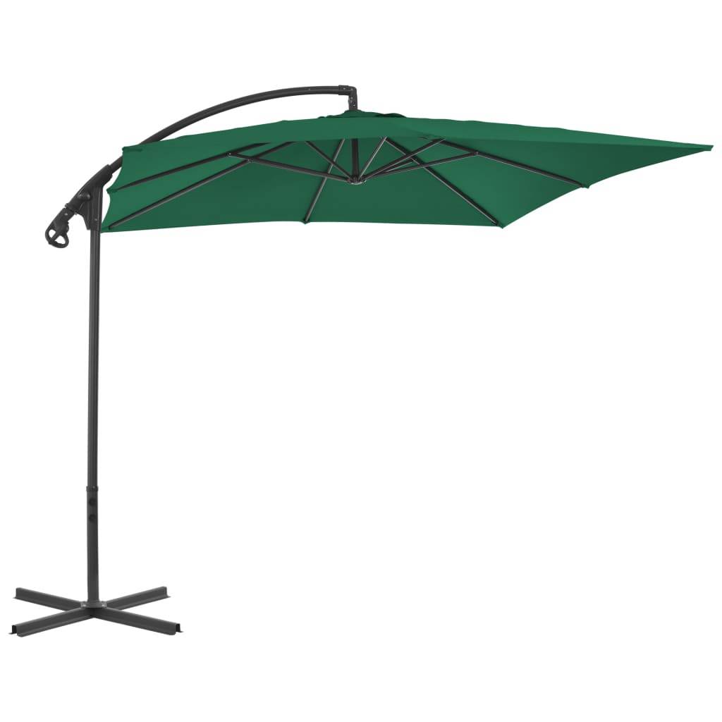 Helloshop26 - Parasol meuble de jardin en porte-à-faux avec mât en acier 250 x 250 cm vert - Image 2