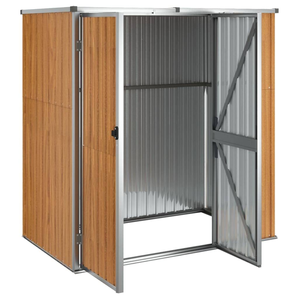 Abri de jardin 1.43m² Abri pour outil - marron 161x89x161 cm acier galvanisé - Meuble Pro MAISON CHIC - Image 4