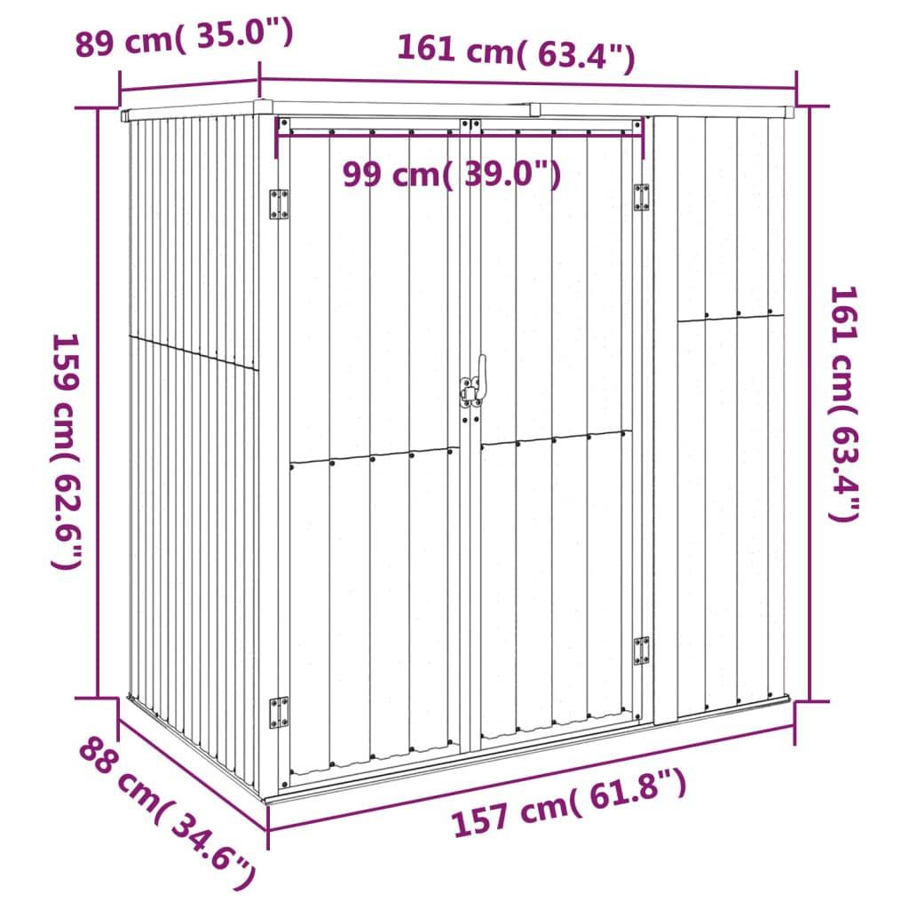 Abri de jardin 1.43m² Abri pour outil - marron 161x89x161 cm acier galvanisé - Meuble Pro MAISON CHIC - Image 7