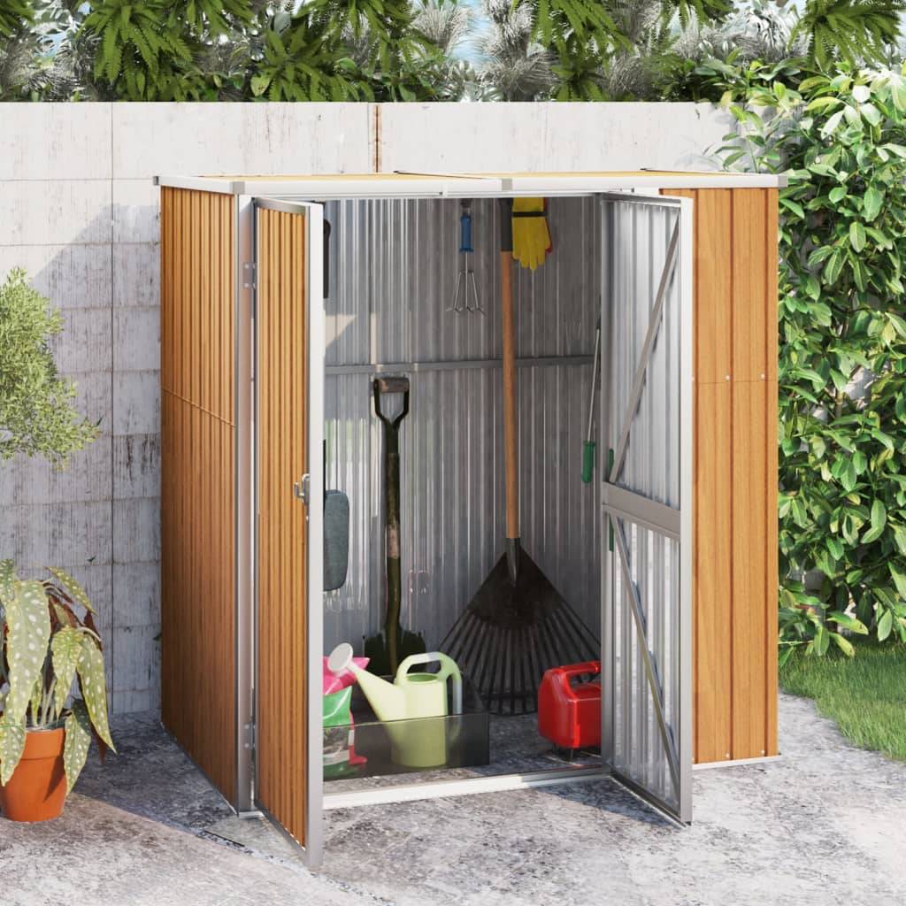 Abri de jardin 1.43m² Abri pour outil - marron 161x89x161 cm acier galvanisé - Meuble Pro MAISON CHIC - Image 2