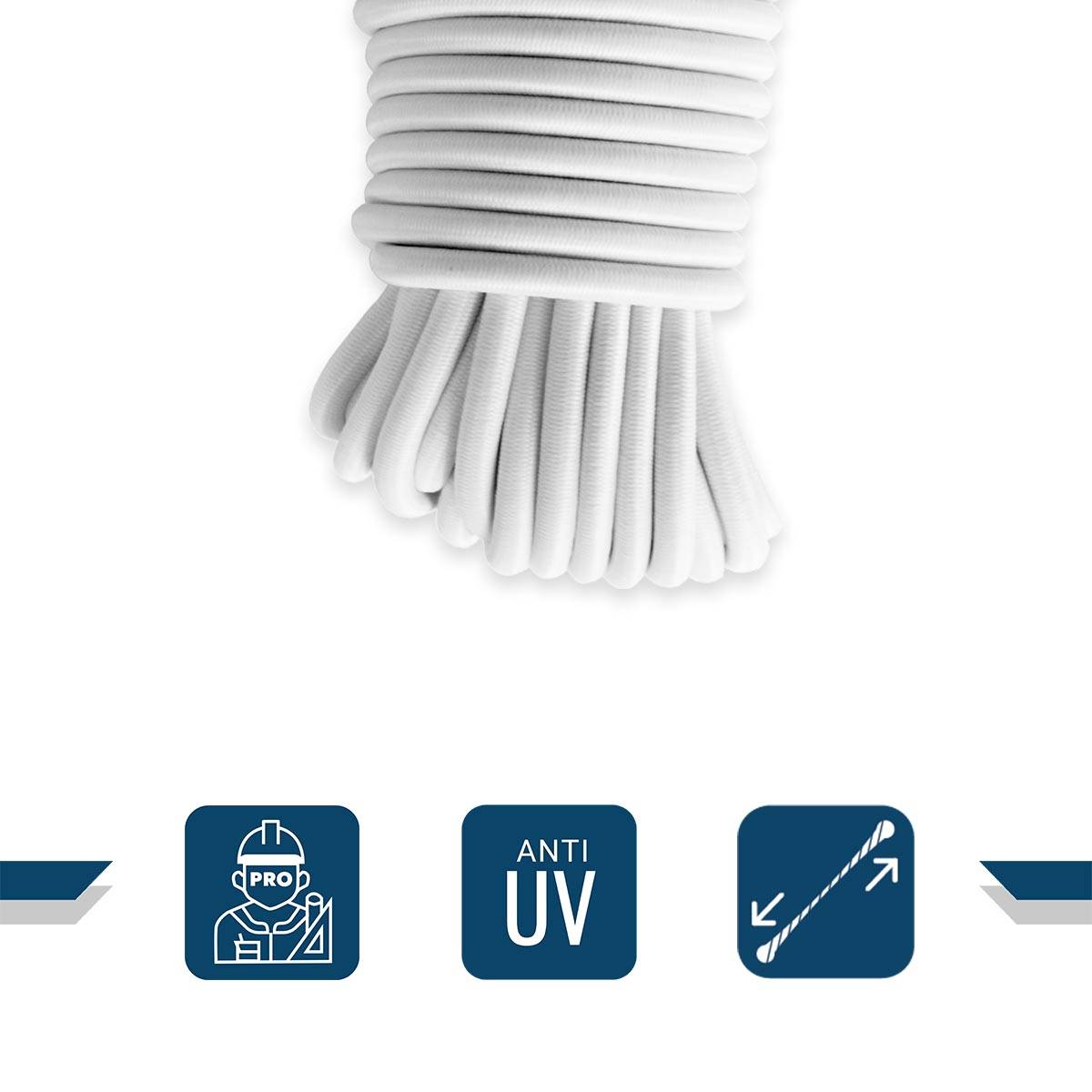 Tecplast - Sandow élastique Blanc 40 mètres 9SW - Qualité PRO - Tendeur pour bâche de diamètre 9 mm TECPLAST - Image 3