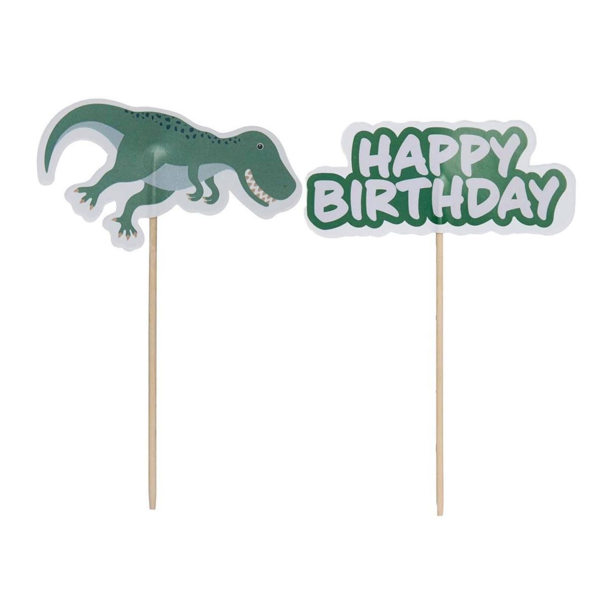 Lot de 10 Piques Décoratifs "Dinosaure" 15cm Multicolore - Image 3