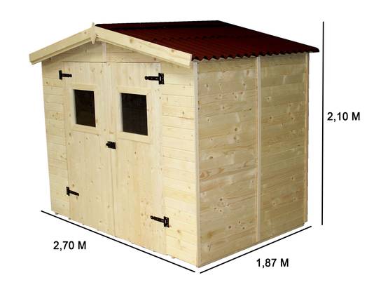 Habrita - Abri Panneau bois massif avec plancher / 16 mm / surface extérieure abri : 5,04 m2 / toiture plaques ondulées plus grande longévité - Image 8
