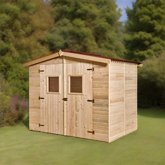 Habrita - Abri Panneau bois massif avec plancher / 16 mm / surface extérieure abri : 5,04 m2 / toiture plaques ondulées plus grande longévité - Image 1