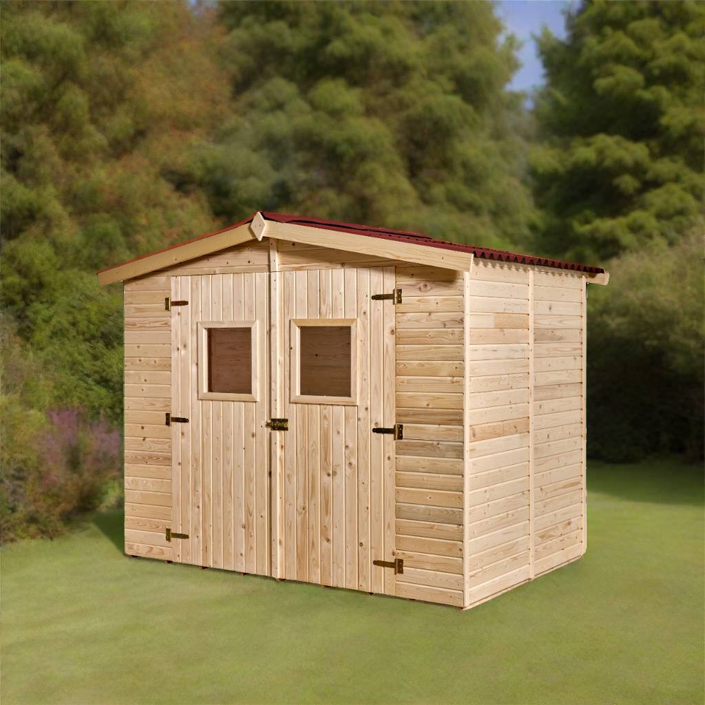 Habrita - Abri Panneau bois massif avec plancher / 16 mm / surface extérieure abri : 5,04 m2 / toiture plaques ondulées plus grande longévité - Image 1