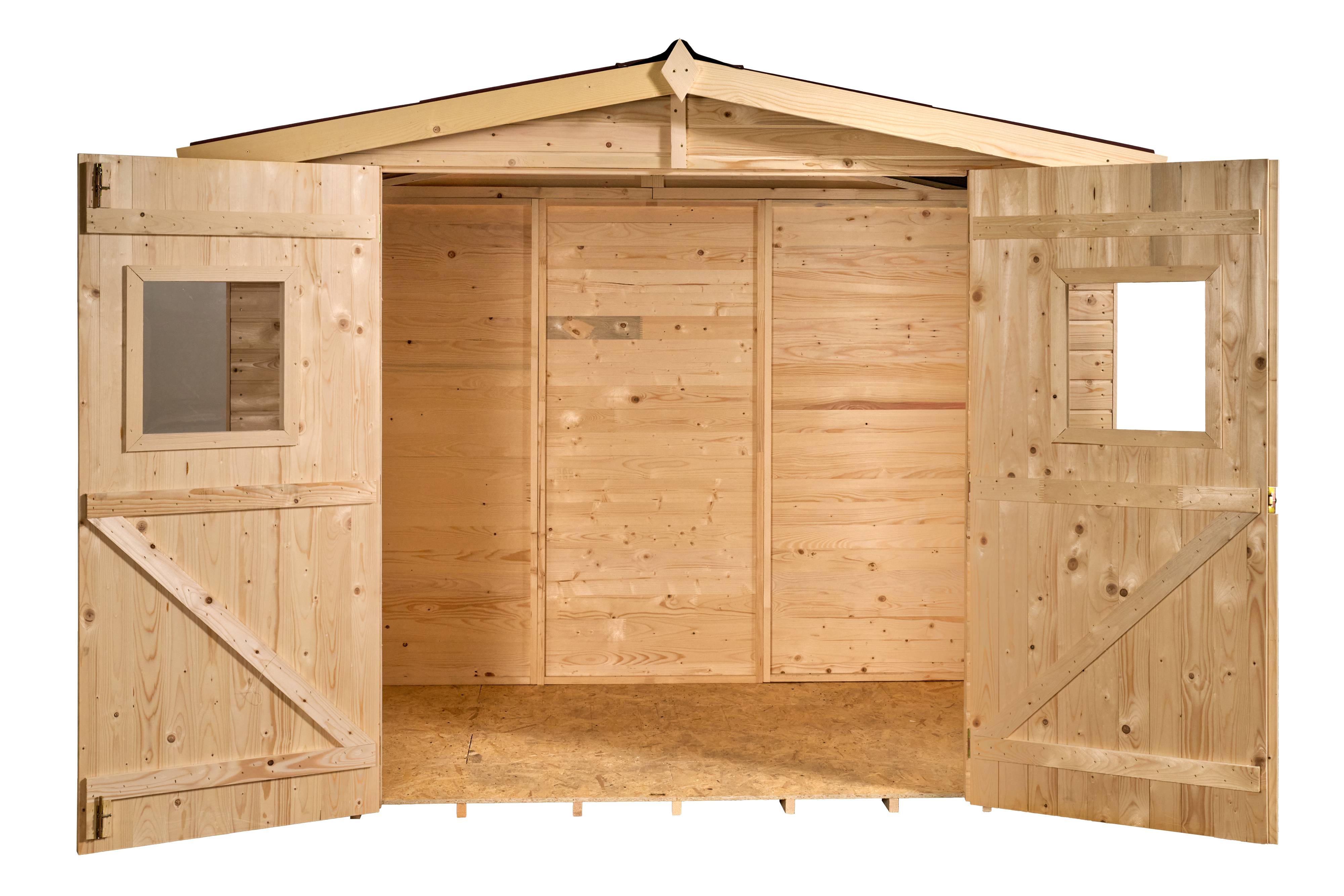 Habrita - Abri Panneau bois massif avec plancher / 16 mm / surface extérieure abri : 5,04 m2 / toiture plaques ondulées plus grande longévité - Image 6