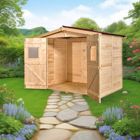 Habrita - Abri Panneau bois massif avec plancher / 16 mm / surface extérieure abri : 5,04 m2 / toiture plaques ondulées plus grande longévité - Image 2