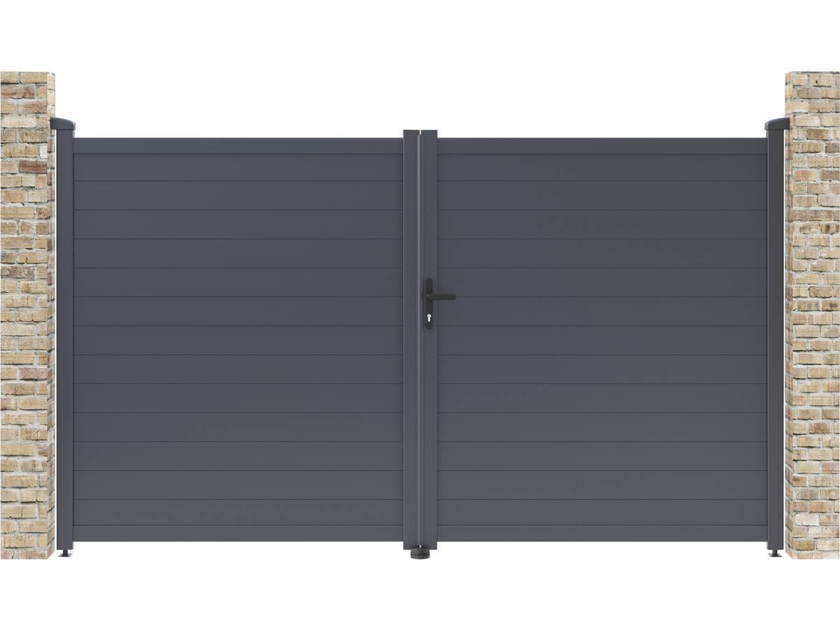 Portail Aluminium "marc" - 299.5 X 180.9 Cm - Gris -habitat Et Jardin