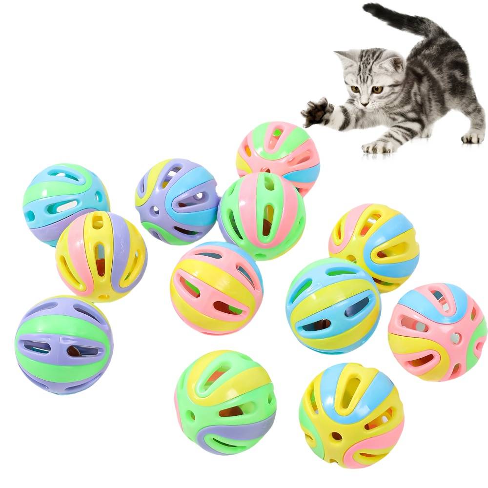 IntiMeg - Lot de 12 boules colorées en forme de cloche pour chat IntiMeg - Image 1