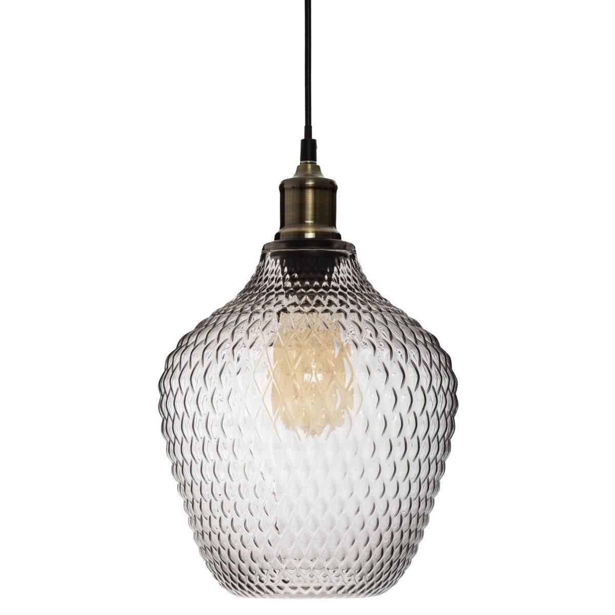 Lampe Suspension Verre Fumé "Omaha" 25cm Gris - Image 1