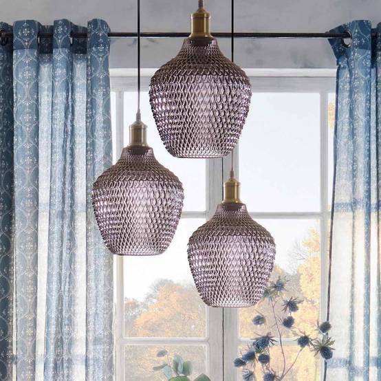 Lampe Suspension Verre Fumé "Omaha" 25cm Gris - Image 2