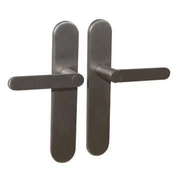 Ensemble poignée aluminium sur plaque acier Meudon K CADAP - Clé L - Nickel satiné mat - 001861/190BK