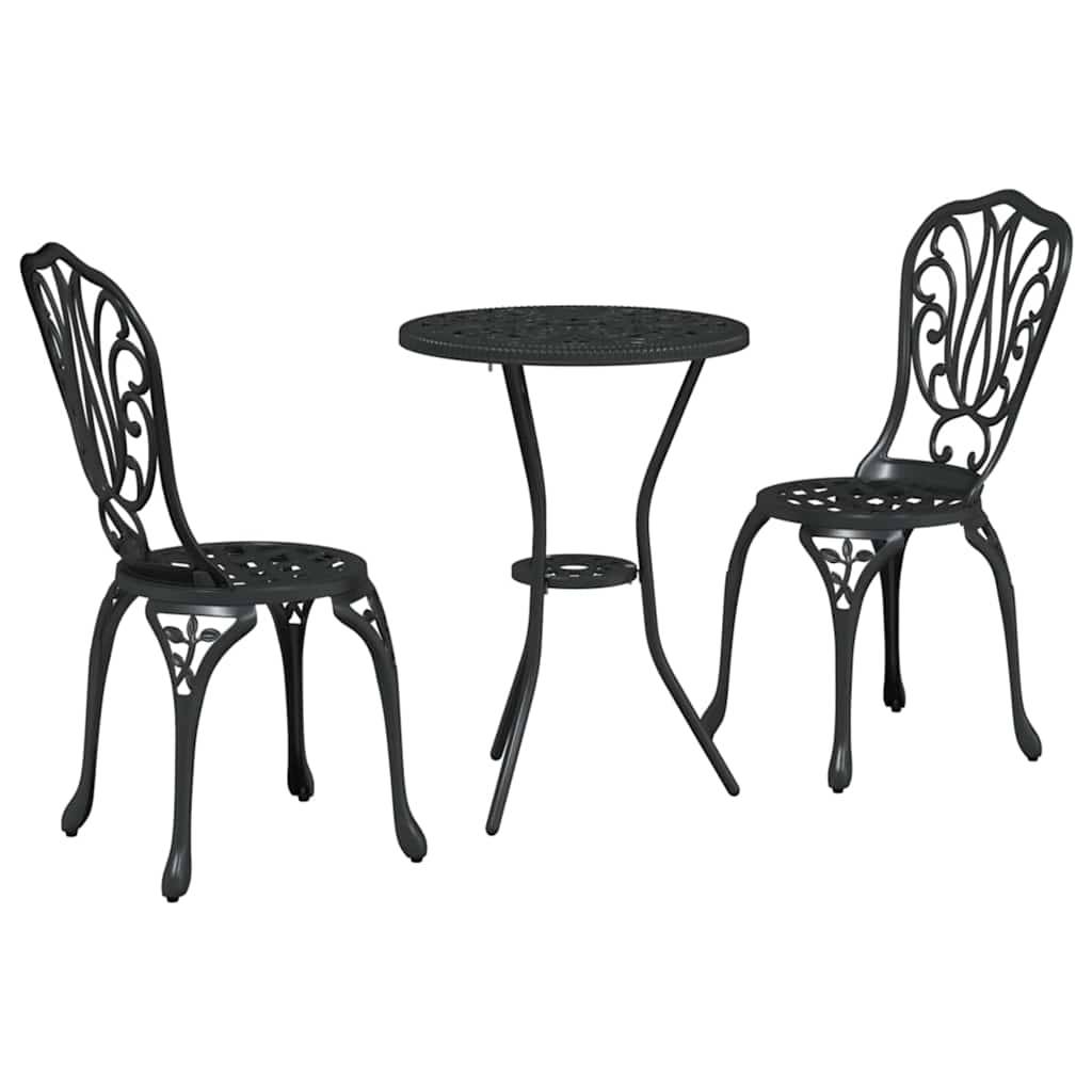 Vidaxl - Ensemble bistro de jardin 3 pcs-Salons de jardin Noir Aluminium 695023 - Image 2