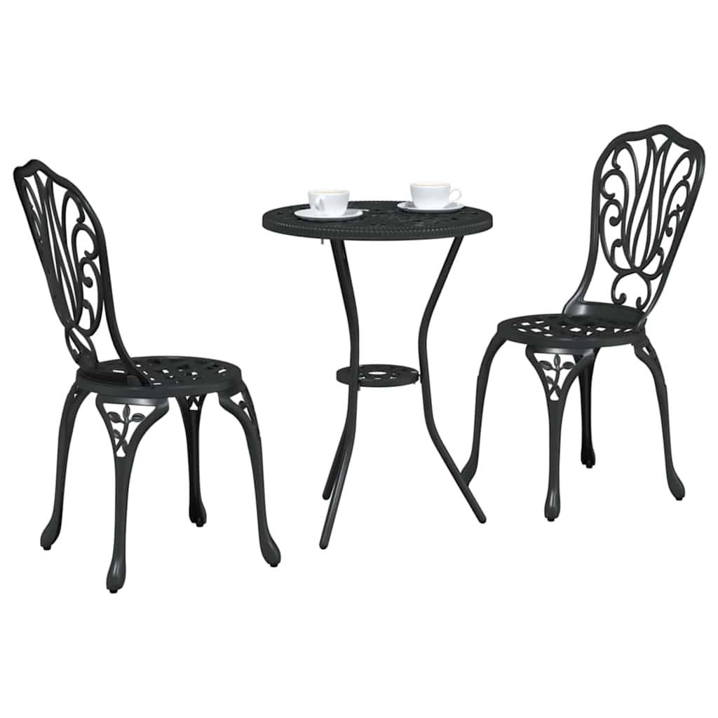 Vidaxl - Ensemble bistro de jardin 3 pcs-Salons de jardin Noir Aluminium 695023 - Image 3