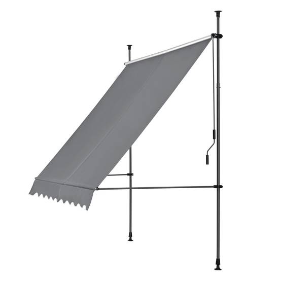 Store banne téléscopique acier polyester 250 x 120 x 200-300 cm gris ardoise - Image 2
