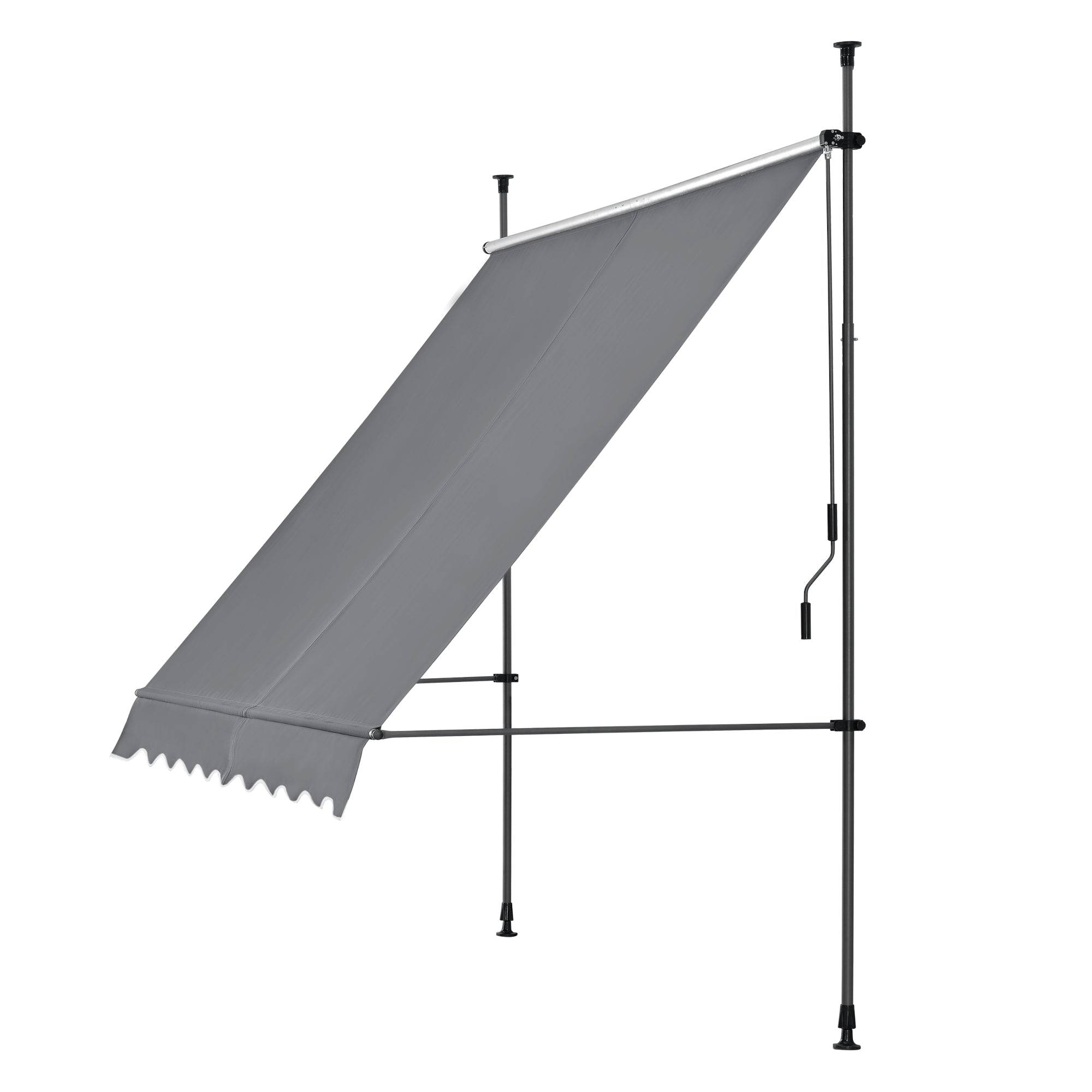 Store banne téléscopique acier polyester 250 x 120 x 200-300 cm gris ardoise - Image 2