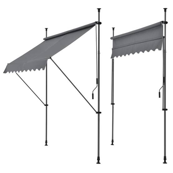 Store banne téléscopique acier polyester 250 x 120 x 200-300 cm gris ardoise - Image 1