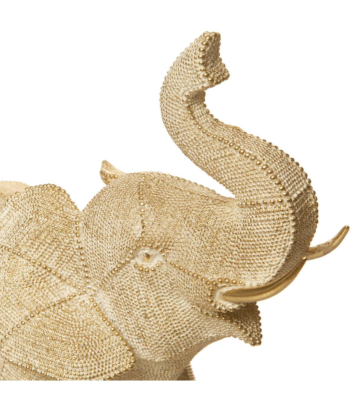 Objet déco Éléphant en résine Dorée motifs en relief L 38 cm - Image 2