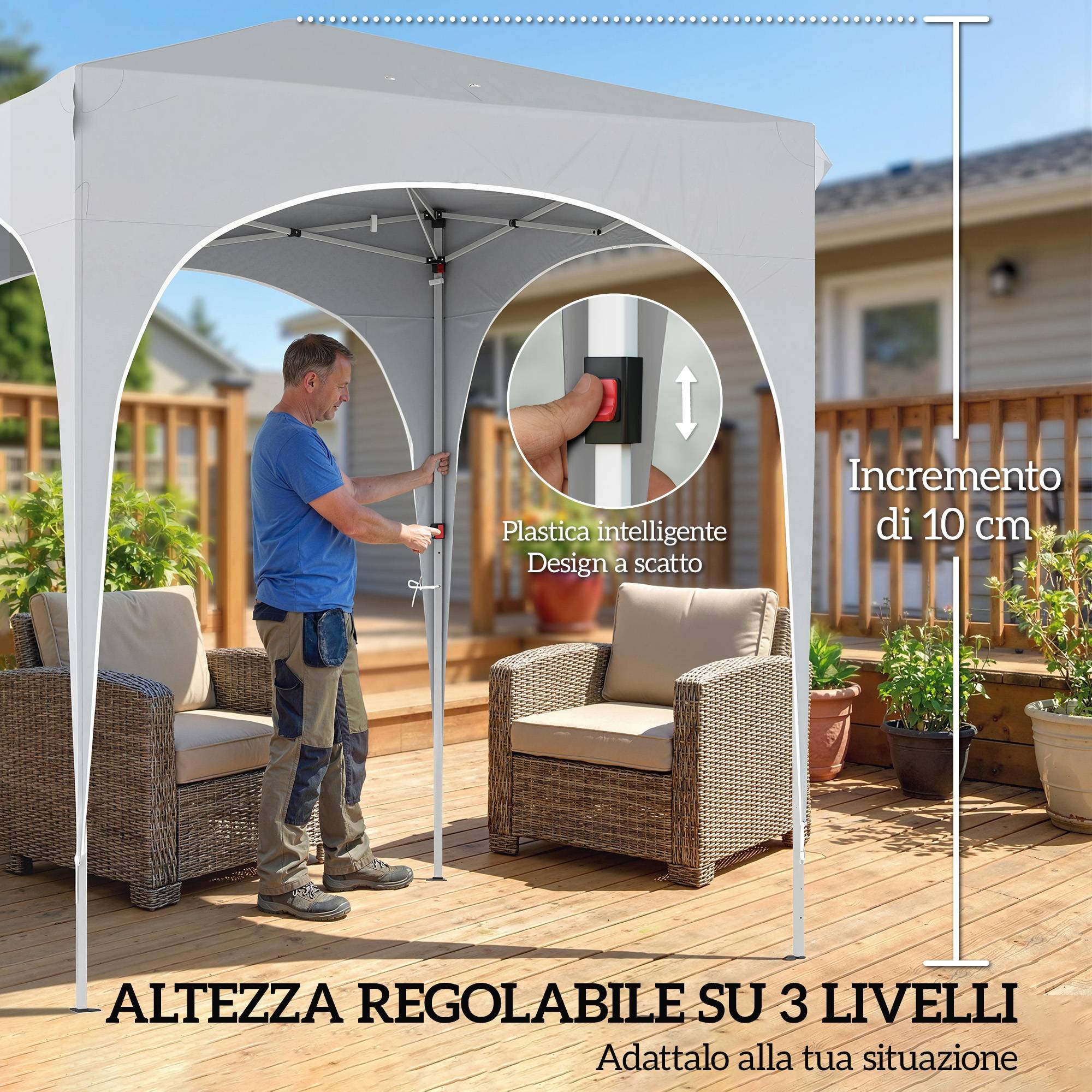 Tente Pliante Métal Oxford Balcon Marchés 4 Parois Amovibles Anti-UV 2x2m Gris - ComfortXL Outdoor Living - Image 9