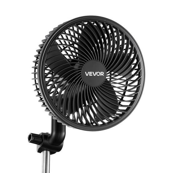 VEVOR Ventilateur de Culture à Pince Oscillant USB-C 9 Vitesses Noir Lot de 1 - Image 1