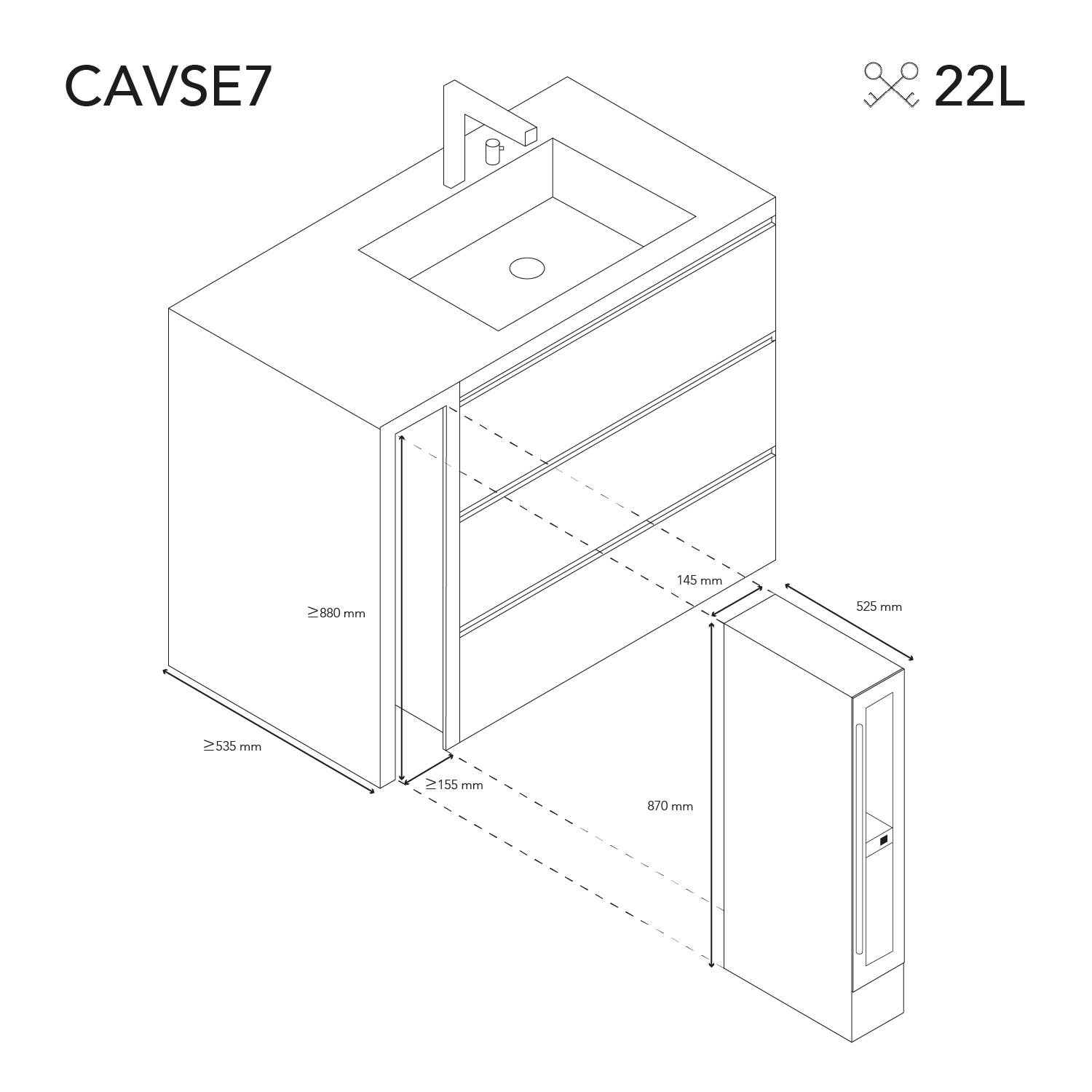 Cave de service 7 bouteilles encastrable CAVSE7 - Les Petits Champs - Image 5