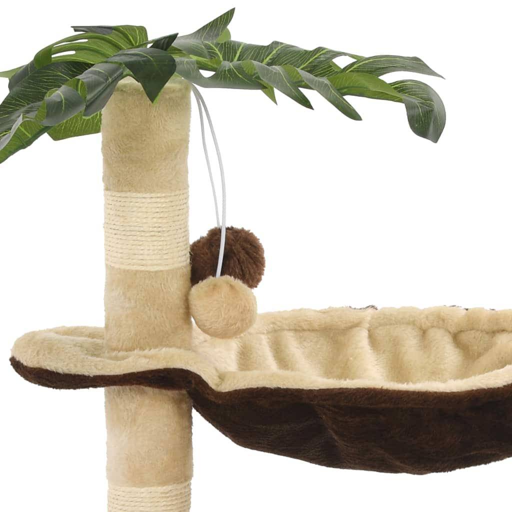 Helloshop26 - Arbre à chat griffoir grattoir niche jouet animaux peluché en sisal 50 cm beige et marron - Image 5