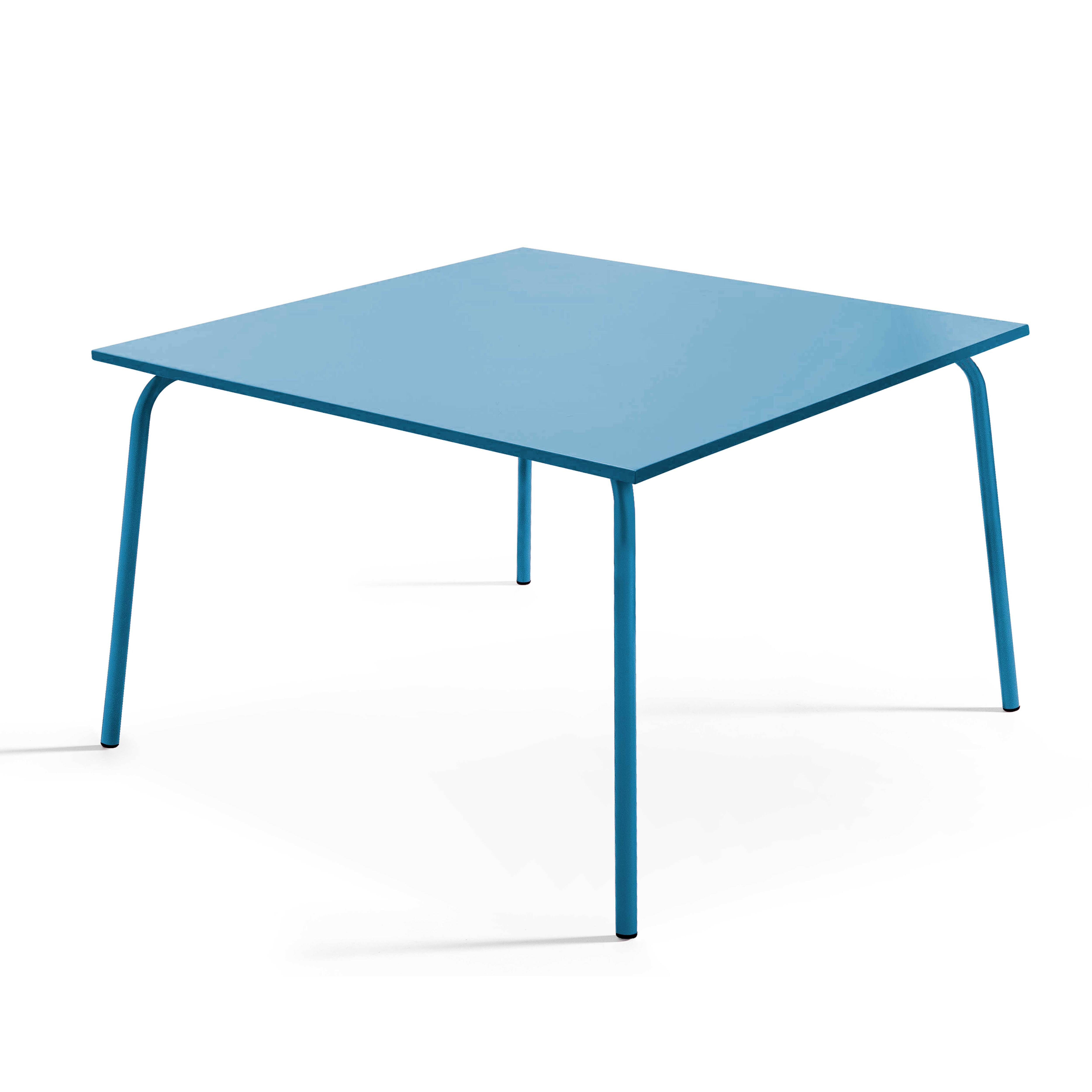 Oviala - Ensemble table de jardin carrée et 8 fauteuils en métal bleu pacific Palavas - Oviala - Image 5