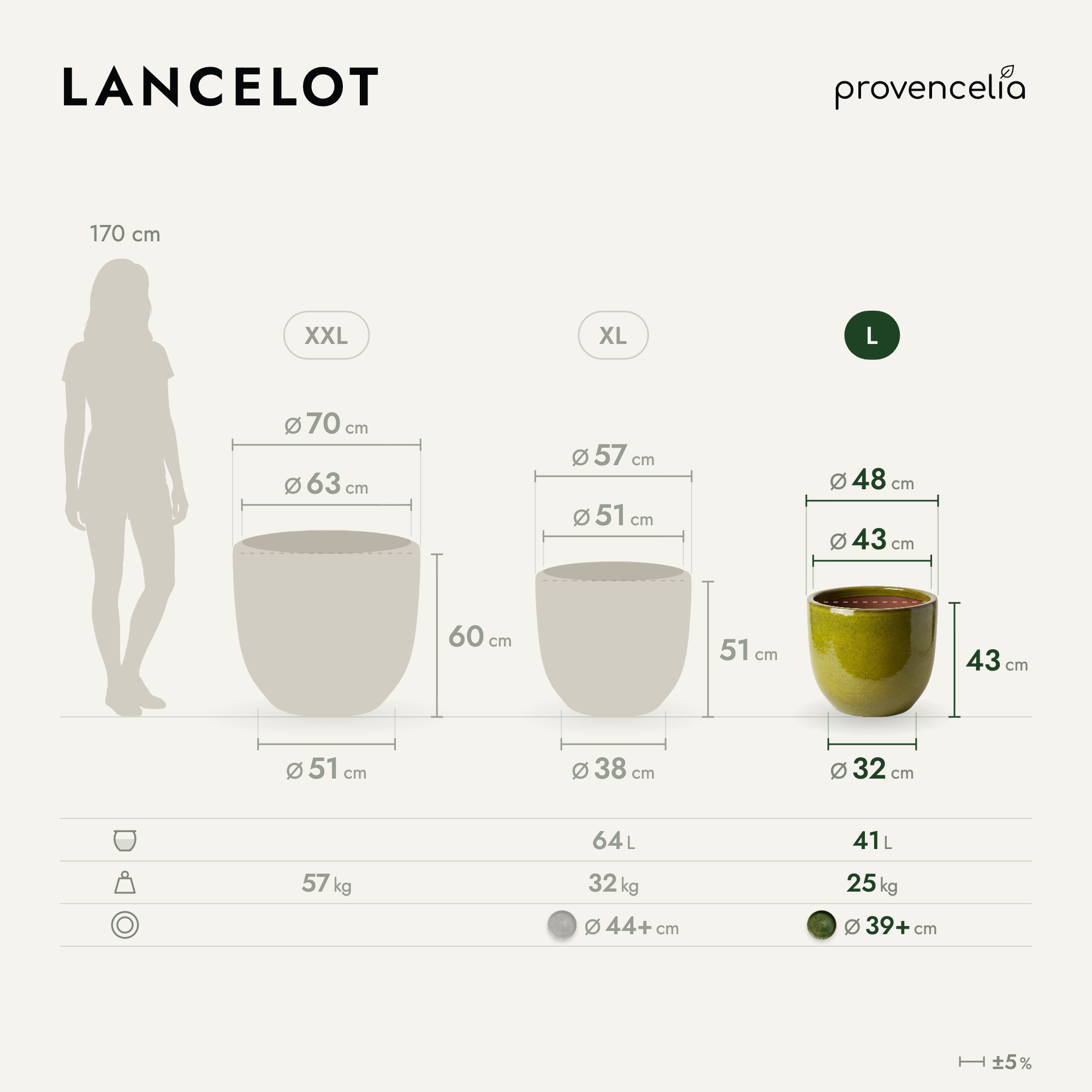Provencelia - Pot LANCELOT 48x43cm vert tropical - Image 2